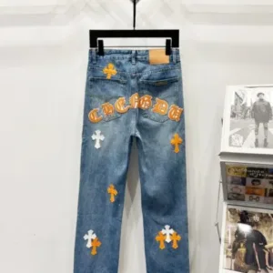 Chrome Hearts K550 Urban Limited Series Sanskrit Cross Patchwork Leather Jeans