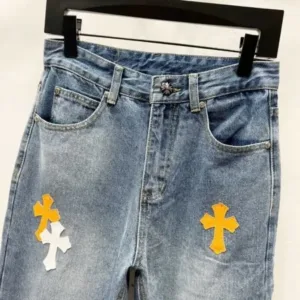 Chrome Hearts K550 Urban Limited Series Sanskrit Cross Patchwork Leather Jeans