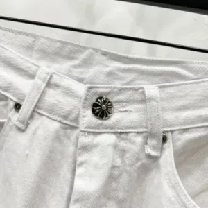 Chrome Hearts K610 High-end Croc Hearts White Yellow Leather Cross-Stripe Jeans Trendy Uncle’s Same Style