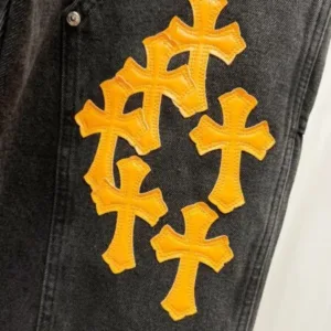 Chrome Hearts K620 25FW CH Tooling Logging Black Orange Patchwork Limited Edition Bull King Jeans