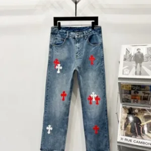 Chrome Hearts K630 Urban Limited Series Sanskrit Cross Patchwork Leather Jeans - chrome, Chrome Hearts, Chrome Hearts denim, Chrome Hearts denim jeans, Chrome Hearts denim pants, Chrome Hearts jeans, Chrome Hearts jeans pants, Chrome Hearts pants, Denim, denim jeans pants, hearts, Jeans, jeans pants, pants