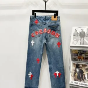 Chrome Hearts K630 Urban Limited Series Sanskrit Cross Patchwork Leather Jeans