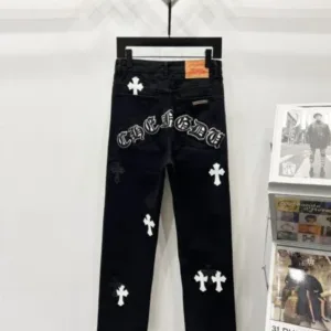 Chrome Hearts K640 Urban Limited Series Sanskrit Cross Patchwork Leather Jeans