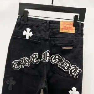 Chrome Hearts K640 Urban Limited Series Sanskrit Cross Patchwork Leather Jeans