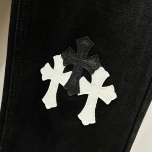 Chrome Hearts K640 Urban Limited Series Sanskrit Cross Patchwork Leather Jeans
