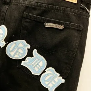 Chrome Hearts K650 Urban Limited Series Sanskrit Cross Patchwork Leather Jeans