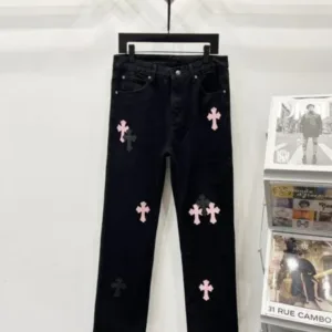 Chrome Hearts K660 Urban Limited Series Sanskrit Cross Patchwork Leather Jeans - chrome, Chrome Hearts, Chrome Hearts denim, Chrome Hearts denim jeans, Chrome Hearts denim pants, Chrome Hearts jeans, Chrome Hearts jeans pants, Chrome Hearts pants, Denim, denim jeans pants, hearts, Jeans, jeans pants, pants