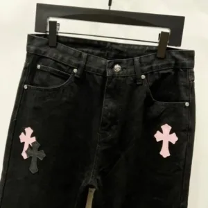 Chrome Hearts K660 Urban Limited Series Sanskrit Cross Patchwork Leather Jeans