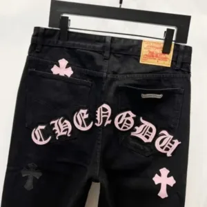 Chrome Hearts K660 Urban Limited Series Sanskrit Cross Patchwork Leather Jeans