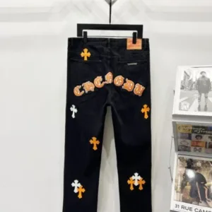 Chrome Hearts K710 Urban Limited Series Sanskrit Cross Patchwork Leather Jeans