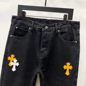 Chrome Hearts K710 Urban Limited Series Sanskrit Cross Patchwork Leather Jeans