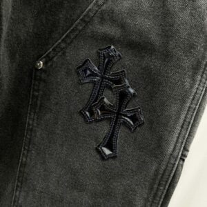 Chrome Hearts K730 25FW CH Tooling Logging Black Orange Patchwork Limited Edition Bull King Jeans