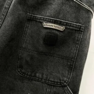 Chrome Hearts K730 25FW CH Tooling Logging Black Orange Patchwork Limited Edition Bull King Jeans