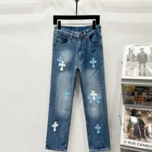 Chrome Hearts K740 Urban Limited Series Sanskrit Cross Patchwork Leather Jeans - chrome, Chrome Hearts, Chrome Hearts denim, Chrome Hearts denim jeans, Chrome Hearts denim pants, Chrome Hearts jeans, Chrome Hearts jeans pants, Chrome Hearts pants, Denim, denim jeans pants, hearts, Jeans, jeans pants, pants