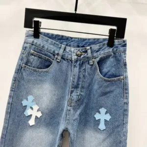Chrome Hearts K740 Urban Limited Series Sanskrit Cross Patchwork Leather Jeans