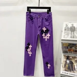 Chrome Hearts K790 High-end Crocodile Heart Yellow Leather Cross-Croshed Jeans Trendy Uncle’s Same Model - chrome, Chrome Hearts, Chrome Hearts denim, Chrome Hearts denim jeans, Chrome Hearts denim pants, Chrome Hearts jeans, Chrome Hearts jeans pants, Chrome Hearts pants, Denim, hearts, high, Jeans
