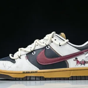 Nike HQ3459-212 SB DUNK LOW LOW-TOP CASUAL SNEAKERS WHITE/BLACK/RED/BROWN