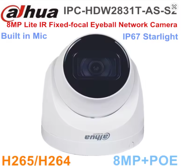 Dahua IPC-HDW2831T-AS-S2 International Version 8MP IR 30M Built-in MicLite IR Fixed-focal Eyeball Network Camera - camera, dahua DH-IPC-HDW2831T-AS-S2, dahua DH-IPC-HDW2831T-AS-S2 camera, dahua IPC-HDW2831T-AS-S2, dahua IPC-HDW2831T-AS-S2 camera, detection, DH-IPC-HDW2831T-AS-S2, DH-IPC-HDW2831T-AS-S2 camera, fps, hdw2831t, IPC-HDW2831T-AS-S2 camera