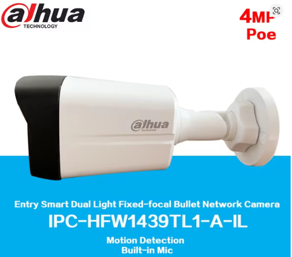Dahua IPC-HFW1439TL1-A-IL 4MP Entry Smart Dual Light Fixed-focal Bullet Network Camera - Dahua IPC-HFW1439TL1-A-IL, Dahua IPC-HFW1439TL1-A-IL camera, detection, IPC-HFW1439TL1-A-IL, IPC-HFW1439TL1-A-IL camera, network, smart, video, yes
