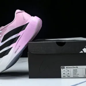 adidas JH6205 ADIZERO EVO SL SHOCK-ABSORBING PROFESSIONAL RUNNING SHOES WHITE/PINK/BLACK