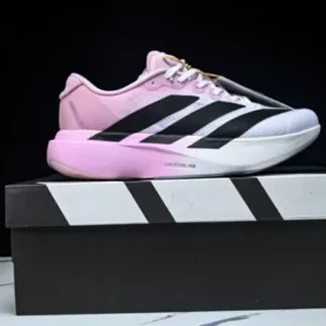 adidas JH6205 ADIZERO EVO SL SHOCK-ABSORBING PROFESSIONAL RUNNING SHOES WHITE/PINK/BLACK
