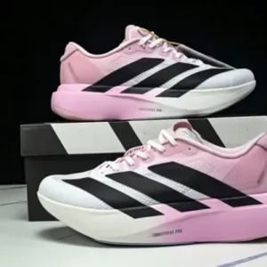 adidas JH6205 ADIZERO EVO SL SHOCK-ABSORBING PROFESSIONAL RUNNING SHOES WHITE/PINK/BLACK