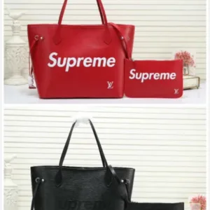 Louis Vuitton 41159 40882 water ripple black and red supreme tote handbags