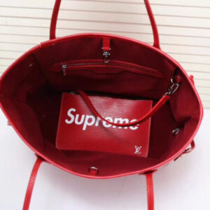 Louis Vuitton 41159 40882 water ripple black and red supreme tote handbags