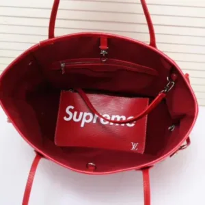 Louis Vuitton 41159 40882 water ripple black and red supreme tote handbags