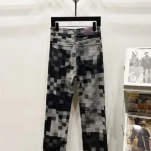 Louis Vuitton K1350 Mosaic Black and Grey Checkerboard Jeans