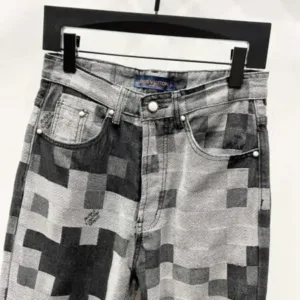 Louis Vuitton K1350 Mosaic Black and Grey Checkerboard Jeans