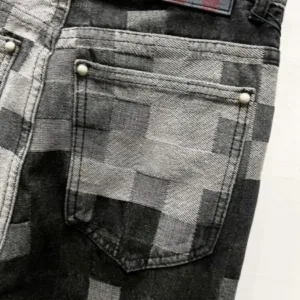 Louis Vuitton K1350 Mosaic Black and Grey Checkerboard Jeans