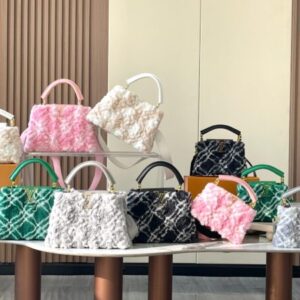 LOUIS VUITTON Black Pink Green White Plush 22667 22668 TOTE HANDBAG