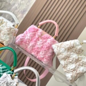 LOUIS VUITTON Black Pink Green White Plush 22667 22668 TOTE HANDBAG