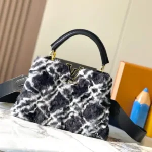LOUIS VUITTON Black Pink Green White Plush 22667 22668 TOTE HANDBAG