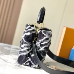LOUIS VUITTON Black Pink Green White Plush 22667 22668 TOTE HANDBAG