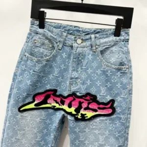 Louis Vuitton K680 Graffiti Gradient Embroidered Jeans