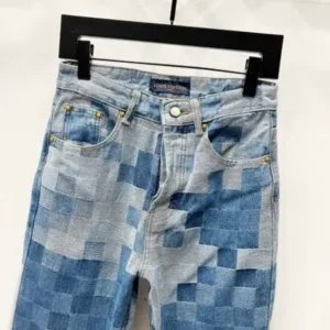 Louis Vuitton K690 24SS Blue Checkerboard Denim Jeans