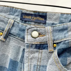 Louis Vuitton K690 24SS Blue Checkerboard Denim Jeans