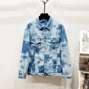 Louis Vuitton K930 24FW Mosaic Chessboard Blurred Denim Jacket - cowboy jacket, Denim, louis, Louis Vuitton cowboy jacket, louis vuitton denim jacket, Louis Vuitton jacket, lv cowboy jacket, LV denim, lv denim jacket, lv denim unisex jacket, lv unisex cowboy, LV unisex cowboy jacket, lv unisex jacket, unisex cowboy jacket, unisex jacket, vuitton