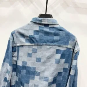 Louis Vuitton K930 24FW Mosaic Chessboard Blurred Denim Jacket