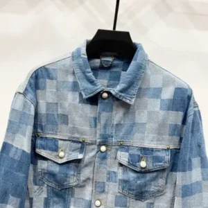 Louis Vuitton K930 24FW Mosaic Chessboard Blurred Denim Jacket