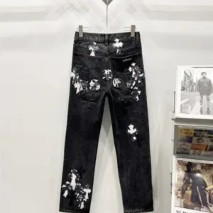 Chrome Hearts C007 Drak Miami Black Milk Cow Leather Jeans