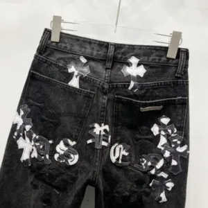 Chrome Hearts C007 Drak Miami Black Milk Cow Leather Jeans