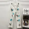 𝐂𝐡𝐫𝐨𝐦𝐞 𝐇𝐞𝐚𝐫𝐭 c016 SS25 New Ice Blue Leopard Print Cross-Stripe Leather Jeans - chrome, Chrome Hearts, Chrome Hearts denim, Chrome Hearts denim jeans, Chrome Hearts denim pants, Chrome Hearts jeans, Chrome Hearts jeans pants, Chrome Hearts pants, Denim, denim jeans pants, hearts, Jeans, jeans pants, pants