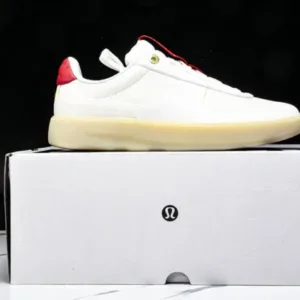 LULULEMON LW9B07S04-24 CITYVERSE LOW TOP SPORTS AND CASUAL SNEAKERS WHITE/LIGHT WHEAT/RED shoes