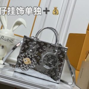 Louis Vuitton OnTheGo PM Monogram Mirror silver M26373 tote hand bags
