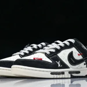 L&V Nike CX5050-Y19 DUNK LOW JOINTLY GRAFFITI PRINT HIGH END CUSTOM MADE CASUAL SNEAKERS BLACK/WHITE
