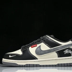 Nike DN3168-003 DUNK LOW STUSSI CO BRANDED LOW TOP CASUAL SNEAKERS DARK GRAY/BLACK/BEIGE