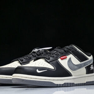 Nike DN3168-003 DUNK LOW STUSSI CO BRANDED LOW TOP CASUAL SNEAKERS DARK GRAY/BLACK/BEIGE